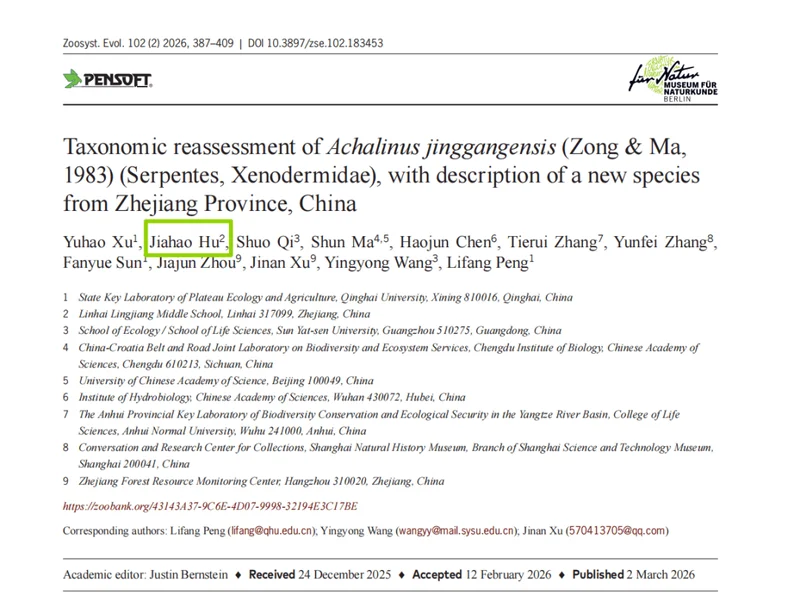 浙江17岁男生发现新物种“筷子蛇” 日行百公里