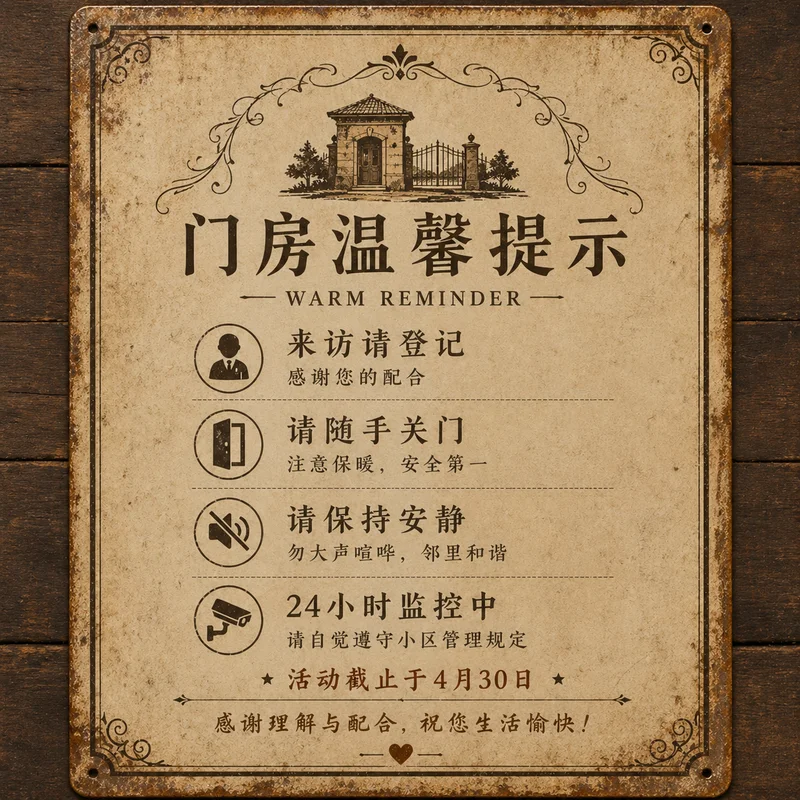 门房提醒：画活动还有一天结束，请大家抓紧时间。