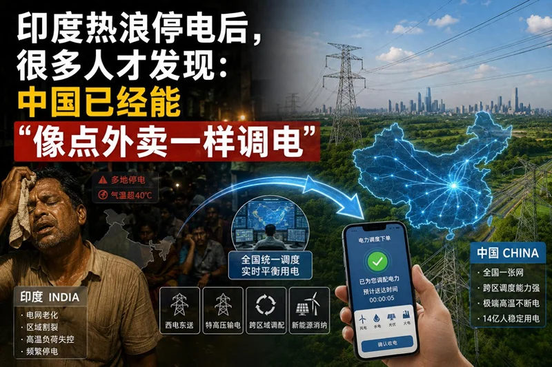 印度热浪停电 中国却能“像点外卖”一样千里调电