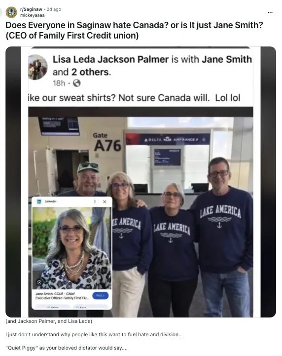 美国女高管赴加旅游晒“Lake America”引爆争议 董事会紧急切割