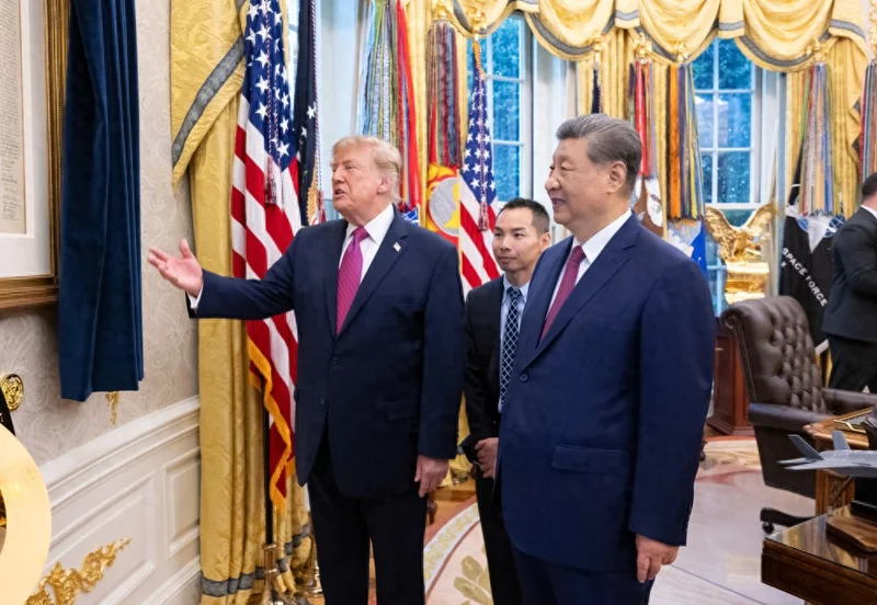 习近平同特朗普小范围交流会谈 特朗普又亲自送习近平上车离开(组图/视频)