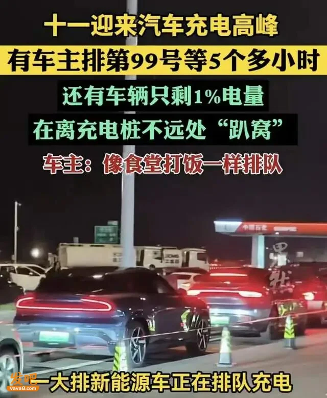 像食堂打饭 国庆高速充电大排长龙:电车淘汰油车的声音 安静了