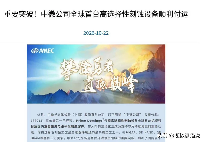 重磅突破！国产刻蚀机拿下关键技术，芯片产业链迎来新变局？