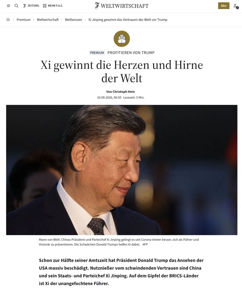 德媒:习近平赢得了世界的心和脑